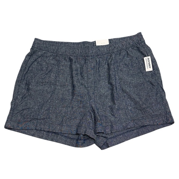 Old Navy High Waisted Linen Blend Chambray Shorts NEW Size XL - Picture 1 of 9
